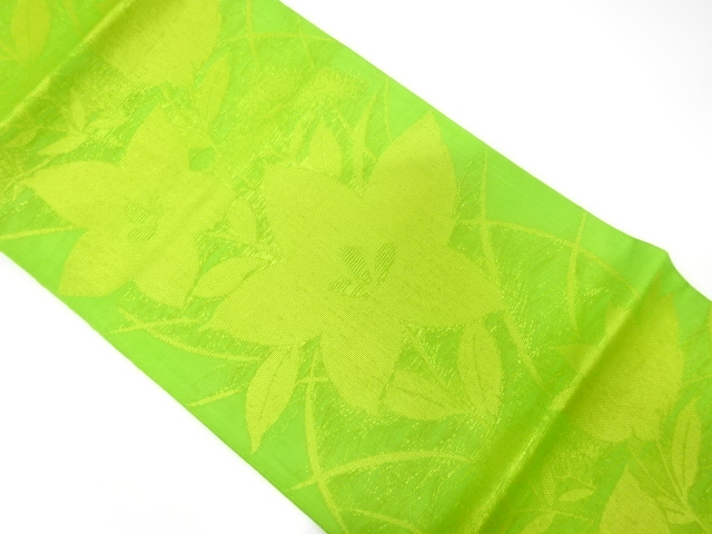 JAPANESE KIMONO / ANTIQUE SUMMER FUKURO OBI / SILK / WOVEN BALLOON FLOWER